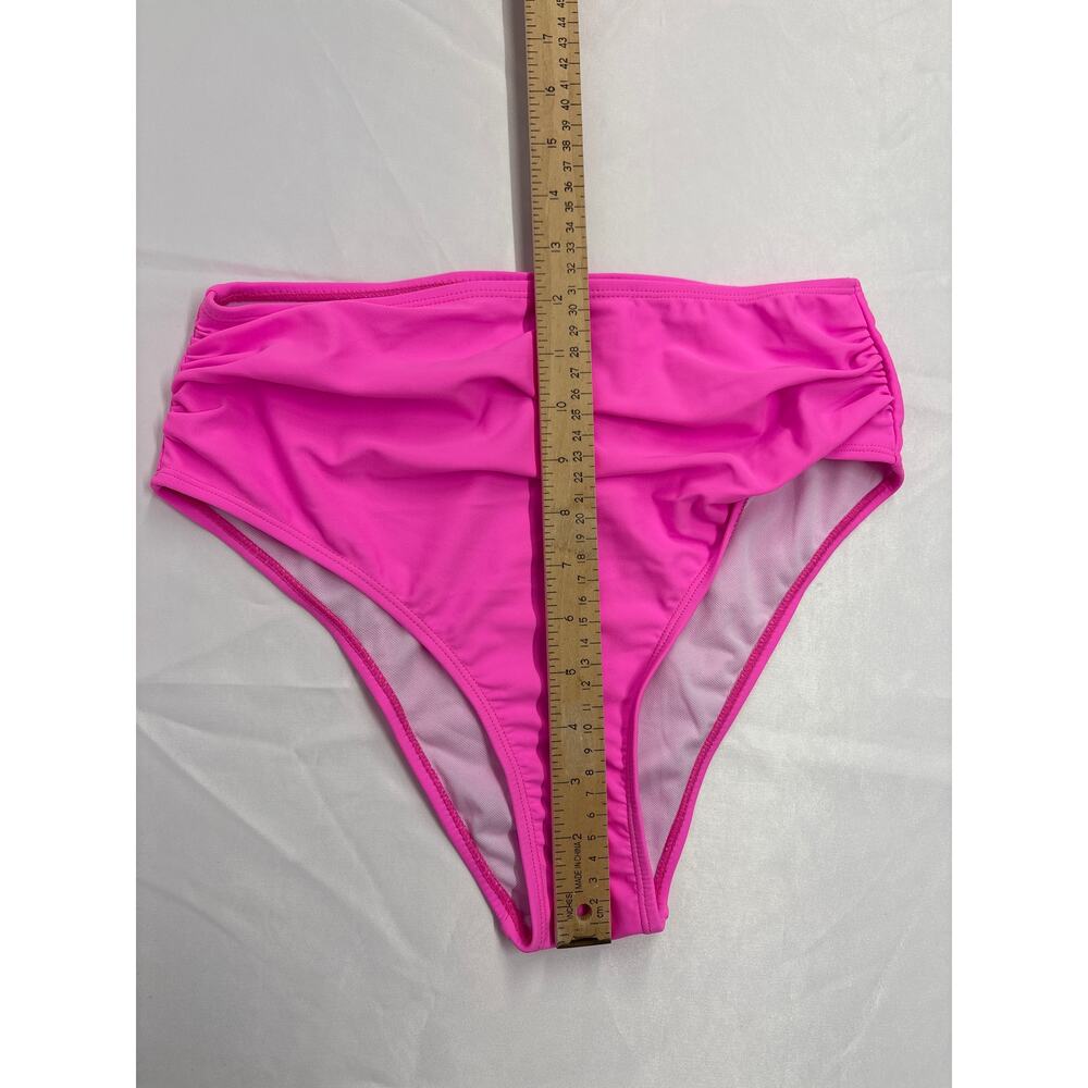 NEW Women’s pink two piece swimsuit bikini set Sz Large high cut leg ruffle trim - Picture 4 of 8